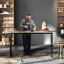 Adjustable Height Workbench 2200lbs Work Bench Table w/ Power Outlets 48in/60in