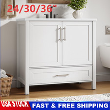 Bathroom Vanity with Sink Freestanding Bathroom Sink Wooden Cabinet 24"/30"/36"