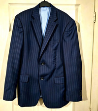 Tommy Hilfiger Navy Pinstripe Wool 2pc Suit Jacket 38R Two-Button Notch Lapel