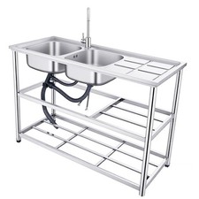 2 Compartment Stainless Steel Commercial Sink Utility Kitchen Prep Table Sink
