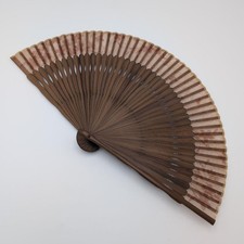 Fan 21cm Brown Wooden Floral Decoration Handheld Craft Gift Collectible