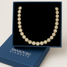 Collana Tennis Stile Angel Placcata Oro Cristalli Swarovski Elements Originali