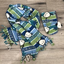 90s 1997 Vintage Sanrio Pochacco Fleece Fringe Scarf Drawstring Bag