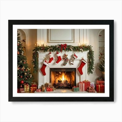 Weihnachtsstrümpfe 8 Kunstdruck gerahmt Wandbild Poster Leinwanddruck Bild