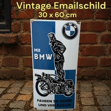 Vintage Alt BMW Motorrad Emaille Werbe Schild Enamel Plaque Sign &Eacute;maill&eacute;e