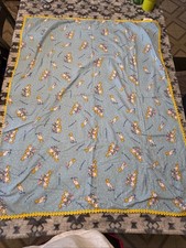 Baby Blanket BLUE Teddy Bear Soft Flannel Crocheted Hem/ Edge40"x26" Never used 