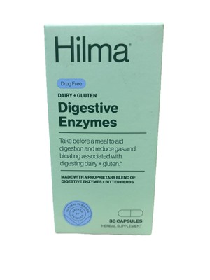 HILMA Dairy + Gluten DIGESTIVE AID 30 capsules Enzymes Bitter Herbs 04/2026