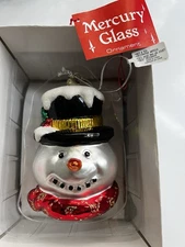 Mercury Glass Snowman Head Christmas Ornament Department 56 Oversized New in box