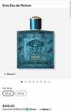 Versace Eros Eau de Parfum Spray Regular Size 3.4 fl oz / 100 ml