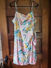 Nine West Women Side Tie Dress Size Size L Leafy Pattern Back Zip