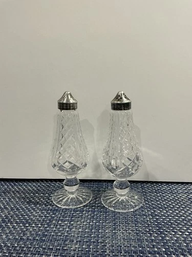 Vintage Waterford Crystal Glengarriff Tall Footed 6.5" Salt & Pepper Shaker Set