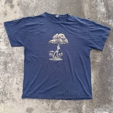 ODM Skater Grunge Tee Navy Size XL With Chameleon Mushroom Graphic