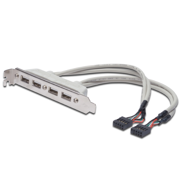 Cavo Slot su staffa PC con 4 connettori USB-A femmina collegati ai rispettivi ca