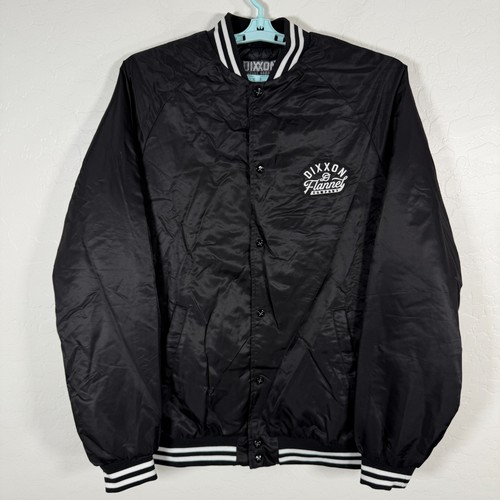 Dixxon Jacket Mens XLT Tall Black Pastime Snap Button Varsity Satin Embroidered - Picture 3 of 10