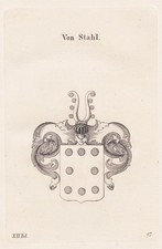 Stahl Wappen coat of arms Kupferstich Genealogie heraldry Heraldik 1820