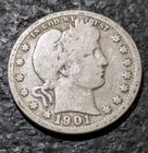 1901-O 25c Silver Barber Quarter Good New Orleans Mint 90% Silver Coin