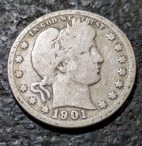 1901-O 25c Silver Barber Quarter Good New Orleans Mint 90% Silver Coin