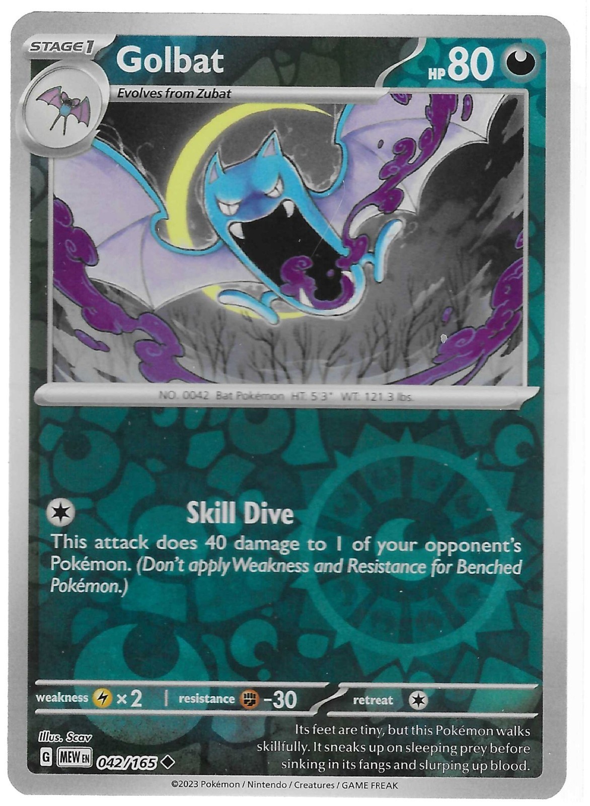 GOLBAT 042/165 REVERSE HOLO Scarlet & Violet 151 Pokemon Near Mint NM