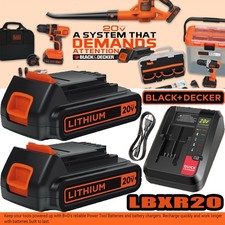 20V 2.0Ah Lithium-ion Battery for Black and Decker 20Volt MAX LBXR20 / Charger