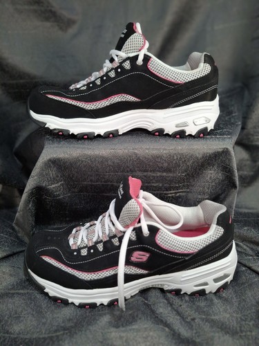 SKECHERS D'Lites Size 10 Black Gray Pink Air Cooled Memory Foam Sneakers SN11860 - Picture 6 of 10