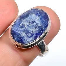 Sapphire Gemstone Band Ring Size 925 Sterling Silver