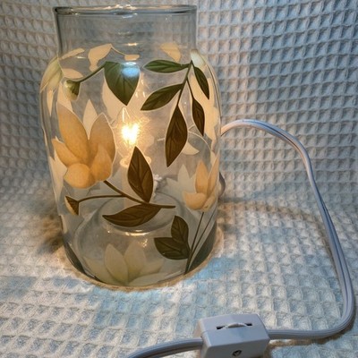 Small Intertek Rimports Green Leaf Table Lamp Night Light Glass Jar Lamp 7''