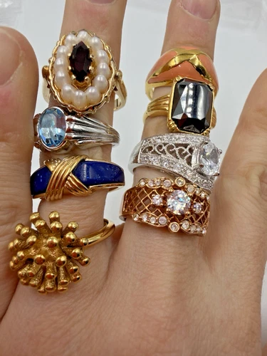 Vintage Avon Ring Lot 8 pc  Size 7 -  8 Costume Jewelry Mix Vintage to Modern