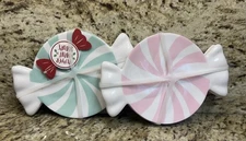 Peppermint Square Set 8 Pink & Teal Candy Shaped Melamine Appetizer Plates