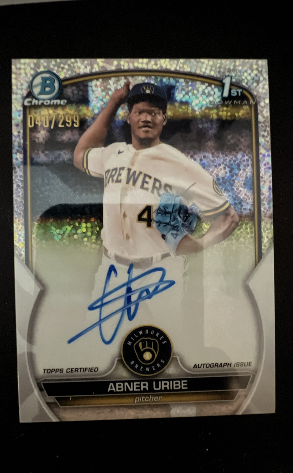 2023 Bowman Chrome - Prospect Auto Abner Uribe #CPA-AU Speckle Refractor /299