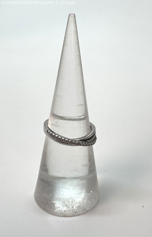 925 Sterling Silver CZ Accent Crossover Ring, 1.7g