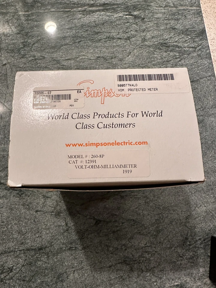 NEW 260-8P Simpson 12391, Relay Protected Black Analog Multimeter IN BOX - Image 2 of 3