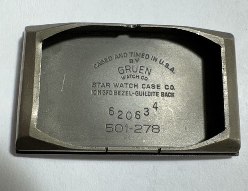 VINTAGE GRUEN CURVEX MAN’S WATCH LONG 48 MM X 20 MM FABULOUS CASE GOLD FILLED - Picture 6 of 15