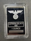 1oz German Silver Alloy 999 Bar Eagle Iron Cross