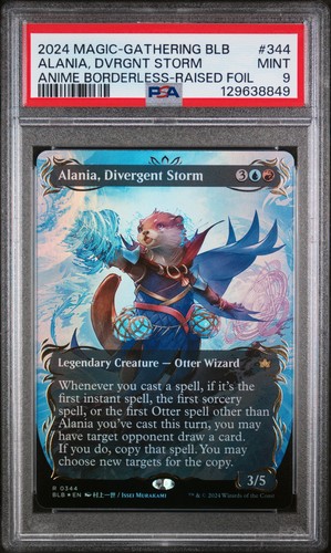 2024 MTG BLOOMBURROW ANIME BORDERLESS-RAISED FOIL ALANIA, DIVERGENT STORM PSA 9