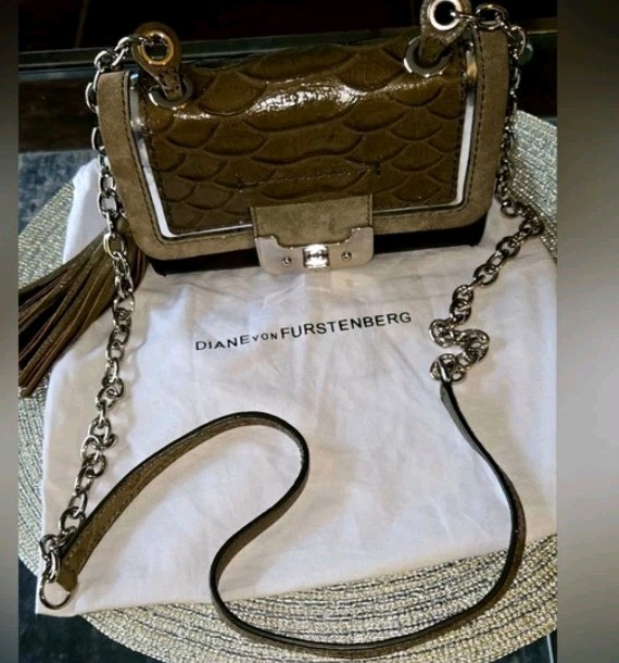 DVF Mini Harper Python Embossed Suede Crossbody S… - image 4