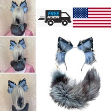 Cat Fox Wolf Ears and Tail Set Plush Costume Accessories for Halloween Parties
