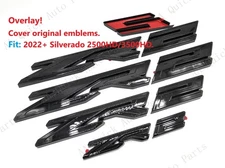 OVERLAY Gloss Black Fender Grille Rear Tailgate ZR2 Emblem 2024+ 2500HD/3500HD