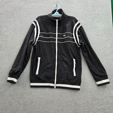 Ecko Unltd. Men Track Jacket XL Black Full Zip Logo Mock Neck Long Sleeve READ