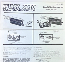 1980's FOX XK REMOTE RADAR DETECTOR INSTRUCTIONS ComRadar Dayton Ohio 4 Pgs Vtg
