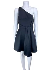 Halston Heritage Women's One-Shoulder Satin Dress Black Size 6