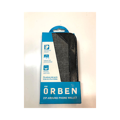 Black/Gray ORBEN Zip-Around Wallet Phone Case with Multiple Card Slots Full