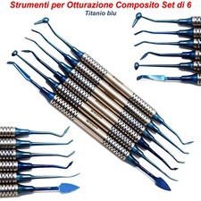 Strumenti per Otturazione Composito Dentale Spatola Restaurativa Blu Titanio 5pz