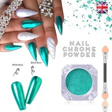 Polvo de uñas turquesa espejo uñas cromadas verde azulado efecto brillante sirena pigmento polvo
