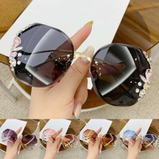 Trending Luxury Rhinestone Designer Sunglasses Womens Rimless Oversized Shades ;