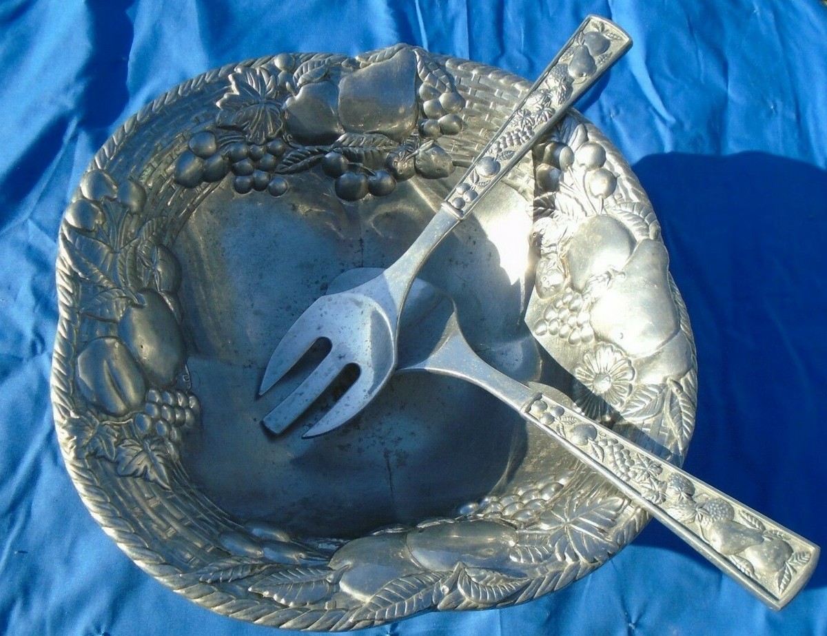 Bowl LENOX 3pc Salad Set with Serving Fork Spoon Aluminum