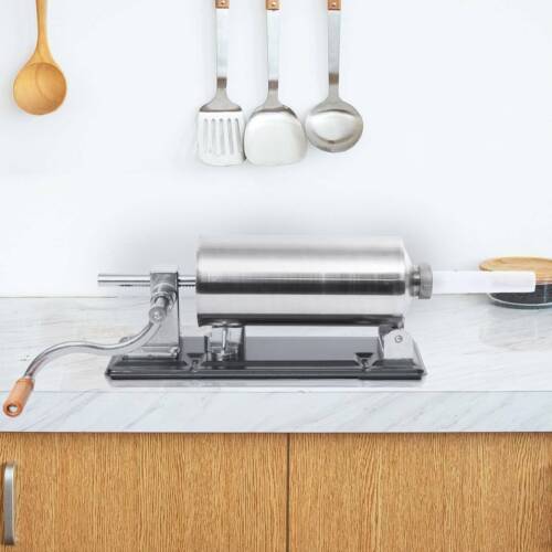 14.6" Stainless Steel Horizontal Sausage Stuffer 3L Maker Meat Filler Commercial - Picture 4 of 8