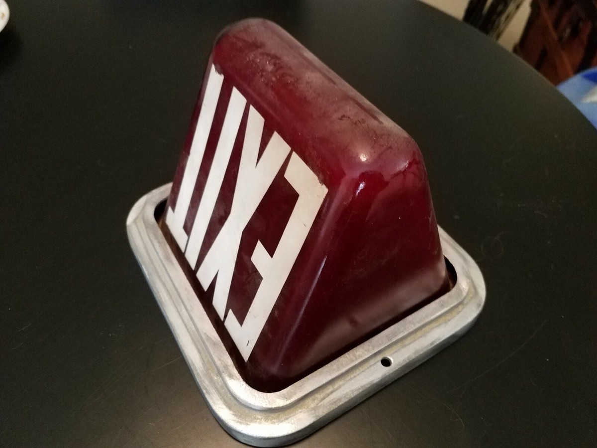 Vintage Ruby Red Glass Exit Sign Double sided Triangle Globe