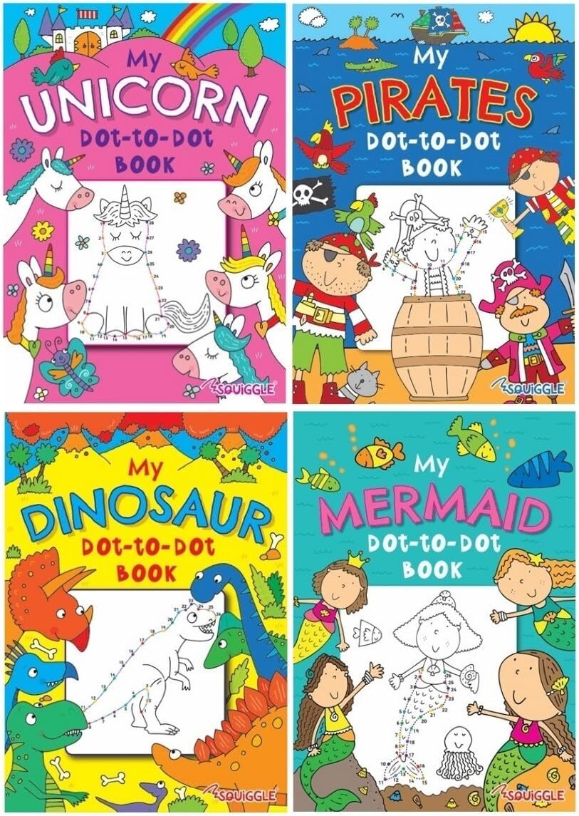 Dot to Dot Children Kids Activity Books A4 Mermaid Unicorn Pirate Dinosaur 4 Set - Image 3