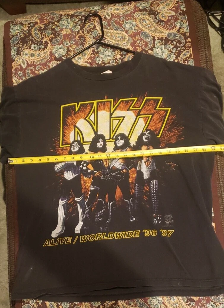 Vintage KISS Alive Worldwide 1996 Tour Shirt Setting Sacramento on Fire XL