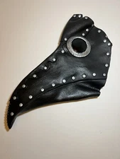 Black Leather Plague Doctor Mask Coaplay Halloween Long Nose Bird Beak Plague